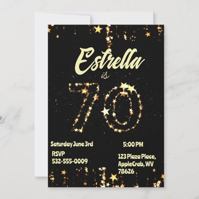 Invitación Fiesta digital elegante para el 70 cumpleaños de p (Anverso)