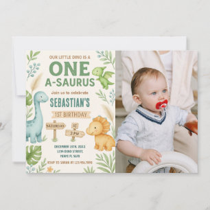 Invitación Fiesta Dino editable con foto