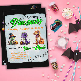 Invitación Fiesta Dino-Mash de los dinosaurios de Halloween