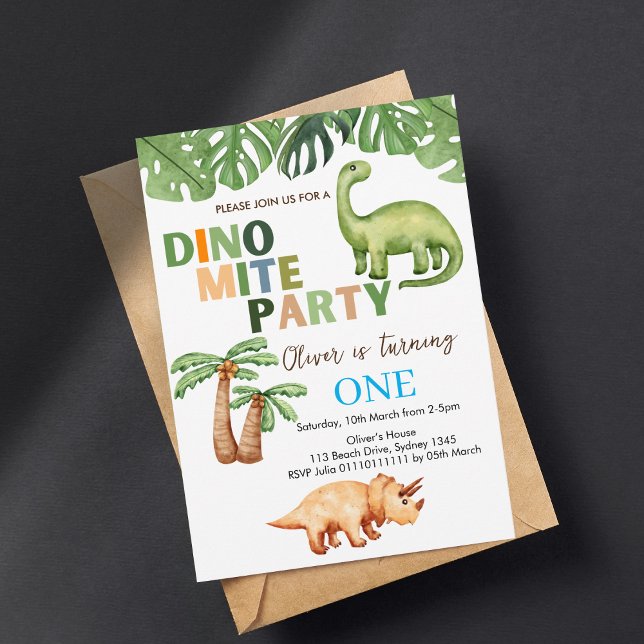 Invitación Fiesta Dino-mite 1º cumpleaños (Subido por el creador)