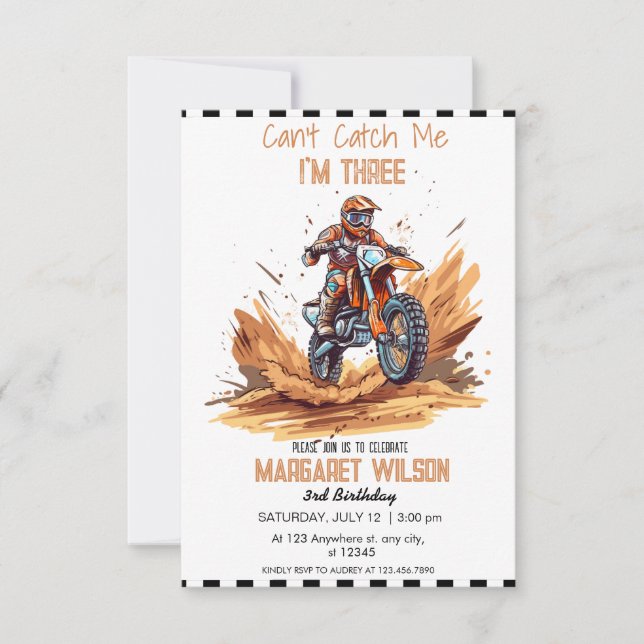 Invitación Fiesta Dirt Bike (Anverso)