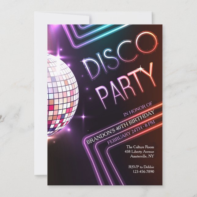 Invitación Fiesta Disco (Anverso)