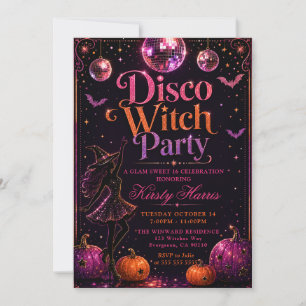 Invitación Fiesta Disco Bruja Cumpleaños 16