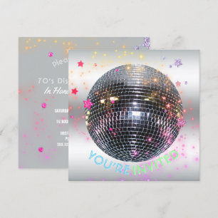 Invitación Fiesta Disco Dance Birthday Retro 70's Disco Ball