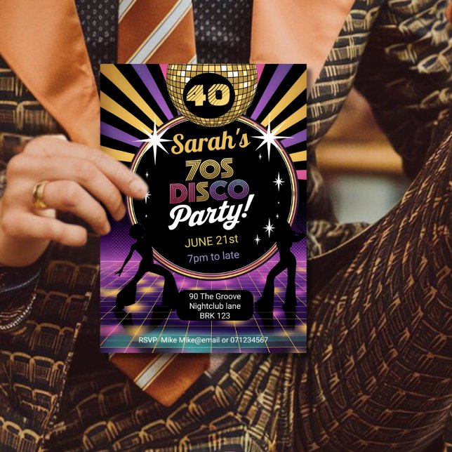 Invitación fiesta disco de los 70 años 70 hippy cumpleaños ra (Subido por el creador)