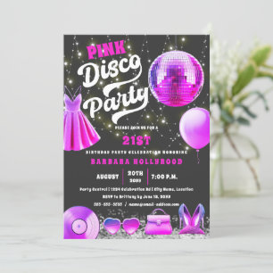Invitación Fiesta Disco De Núcleo Rosa