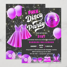 Invitación Fiesta Disco De Núcleo Rosa