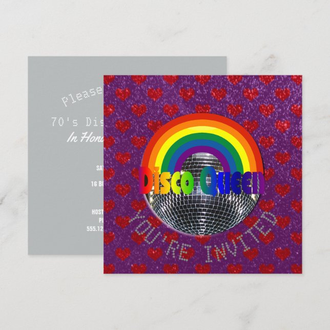 Invitación Fiesta Disco Just Dance | La discoteca Retro 70 Cu (Anverso / Reverso)
