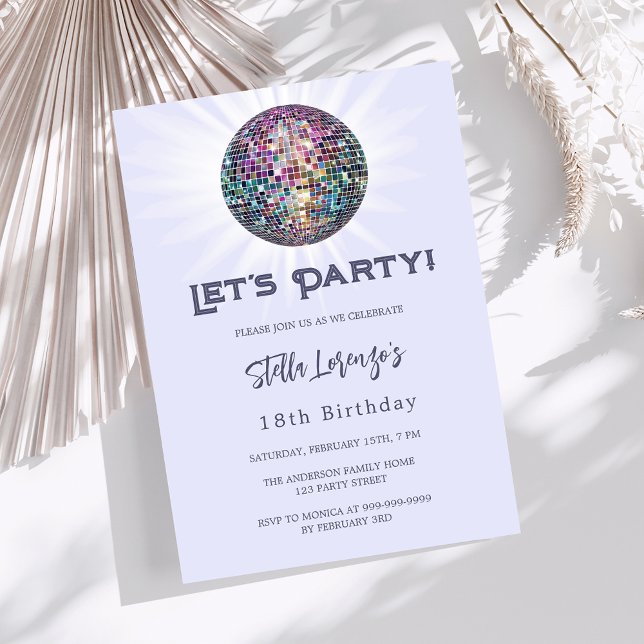 Invitación Fiesta disco lavender violeta cumpleaños (Subido por el creador)