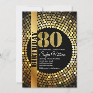 Invitación Fiesta disco, oro, 70 años, fiesta de cumpleaños