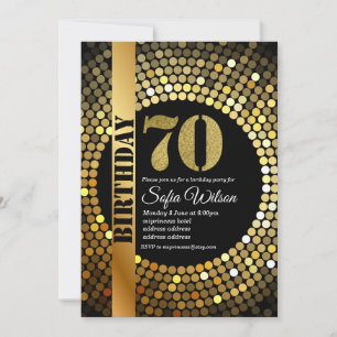 Invitación Fiesta disco, oro, 70 años, fiesta de cumpleaños