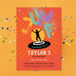Invitación Fiesta Divertida Colorida de Salto y Rebote en Tra