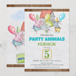 Invitación Fiesta divertida colorido Animales Niño Cumpleaños