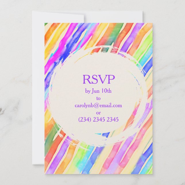 Invitación Fiesta divertida de cumpleaños número 18 con rayas (Reverso)
