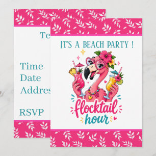 Invitación Fiesta divertida de Flocktail de flamencos rosados