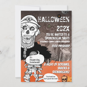 Invitación Fiesta divertida de Halloween con micrófono de esq