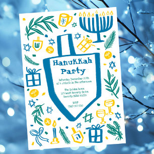 Invitación Fiesta divertida de Hanukká personalizada linda y 
