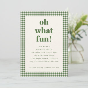 Invitación Fiesta divertida de Navidad con cuadros de gingham