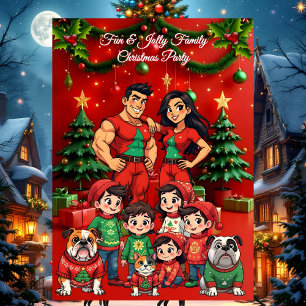 Invitación Fiesta divertida de Navidad para familias con suét