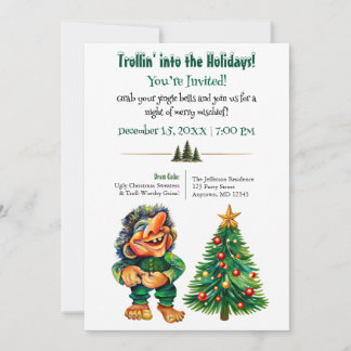 Invitación Fiesta divertida de Navidad Troll
