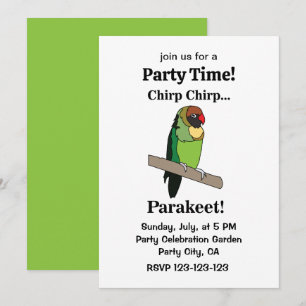 Invitación Fiesta divertida de pájaros periquitos