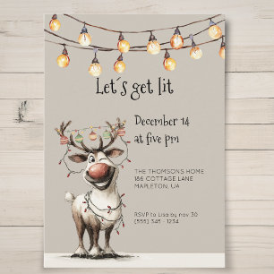 Invitación Fiesta Divertida de Reindeer para unas Vacaciones 