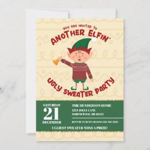 Invitación Fiesta divertida de suéter feo de Navidad de duend