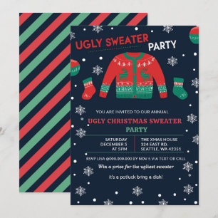 Invitación Fiesta Divertida de Suéteres Feos de Navidad en Ro