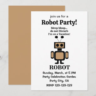 Invitación Fiesta Divertida de Tecnología Robot