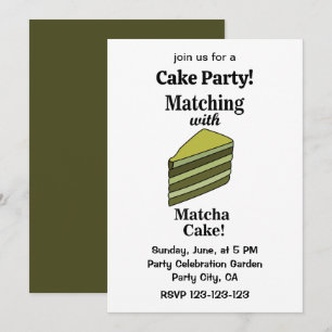 Invitación Fiesta Divertida de Torta Verde Matcha
