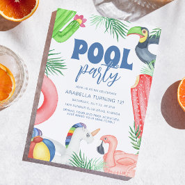 Invitación Fiesta divertida en la piscina | Cumpleaños