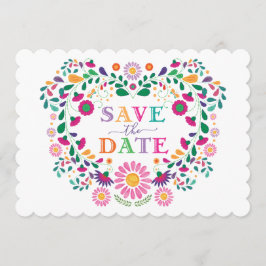 Invitación Fiesta divertida flor mexicana Wreath Save the Dat