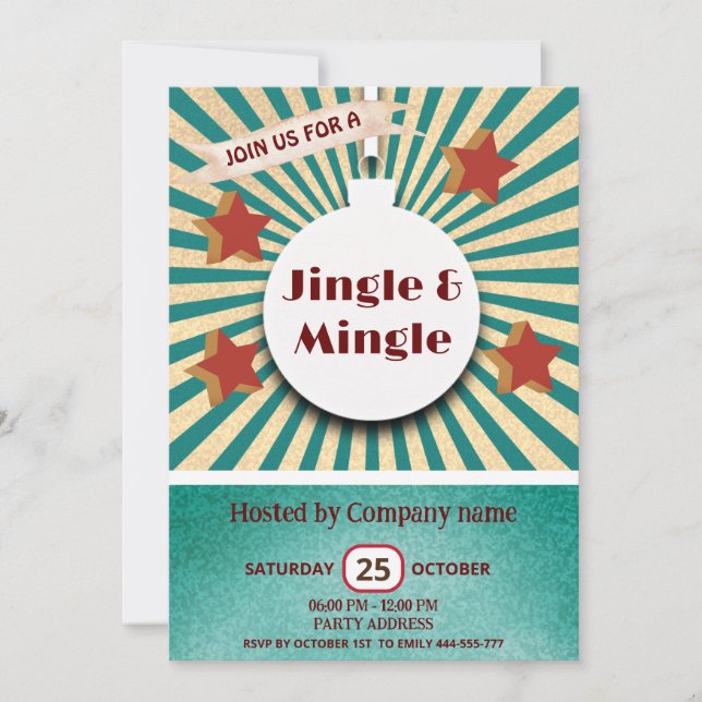 Invitación Fiesta divertida retro jingle de Guay y fiesta fes (Anverso)
