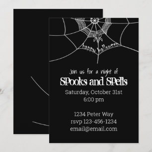 Invitación Fiesta Divertida Telaraña Espeluznante de Hallowee