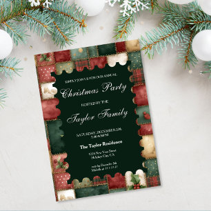 Invitación Fiesta divertida y chic de Navidad con vegetación