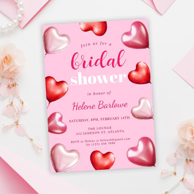 Invitación Fiesta divertido de corazón rosado lindo  novia (Cute Girly Fun Party Pink Bridal Shower Invitation)