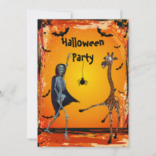 Invitación Fiesta divertido de Halloween de la jirafa y del