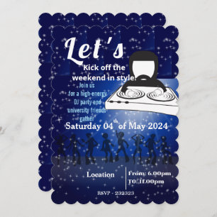 Invitación FIESTA DJ y amigos universitarios se reúnen