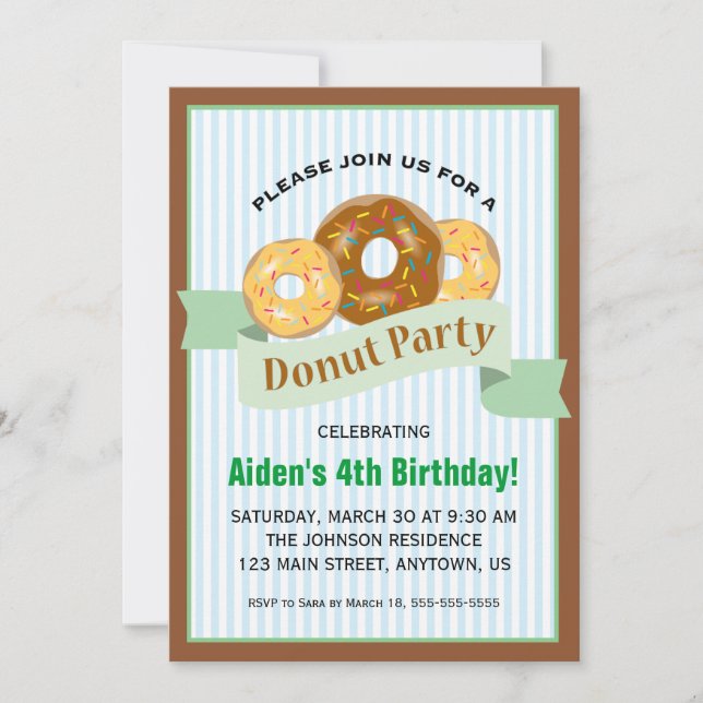 Invitación Fiesta Donut para el cumpleaños del niño (Anverso)