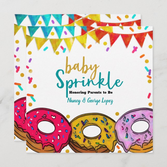 Invitación Fiesta Donuts Baby Sprinkle Shower Celebración (Anverso / Reverso)