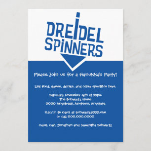 Invitación Fiesta Dreidel Spinners Hanukkah