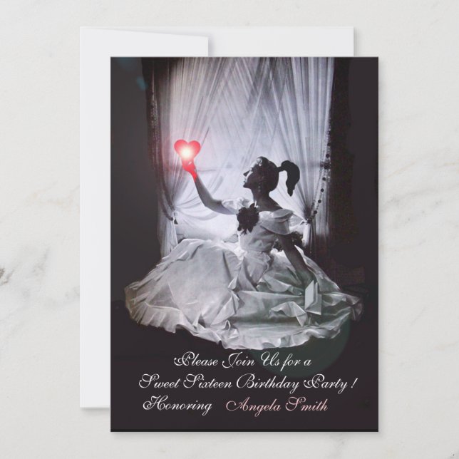 INVITACIÓN FIESTA DULCE16, ROJO, NEGRO Y BLANCO (Anverso)