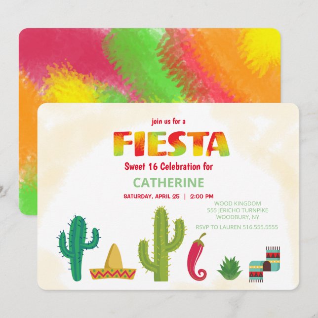 Invitación Fiesta dulce 16 (Anverso / Reverso)