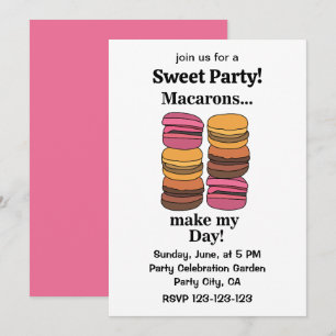 Invitación Fiesta Dulce Colorida de Macarons