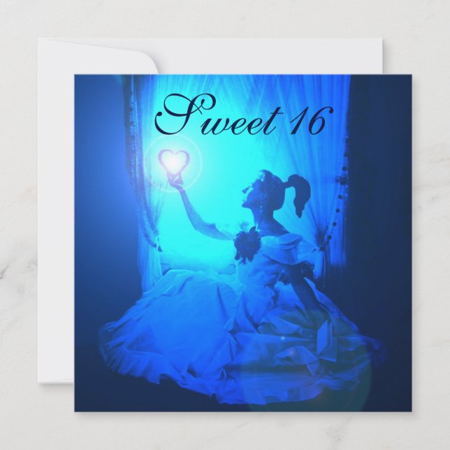 INVITACIÓN FIESTA DULCE CUMPLEAÑOS, DAMASCA BLANCA AZUL (Anverso)