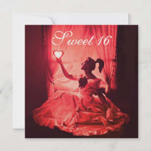 INVITACIÓN FIESTA DULCE CUMPLEAÑOS, DAMASCA BLANCA NEGRA ROJA