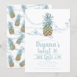 Invitación Fiesta Dulce de 16 Años de Verano de Piña Jugosa A