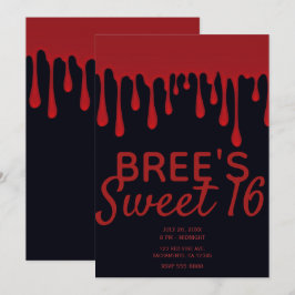 Invitación Fiesta Dulce de Halloween de 16 años con Sangre Ro