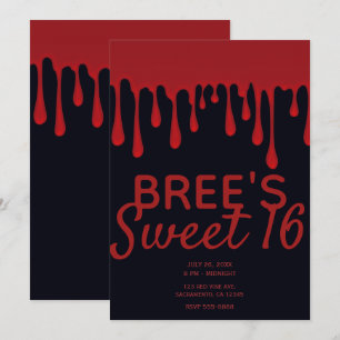 Invitación Fiesta Dulce de Halloween de 16 años con Sangre Ro