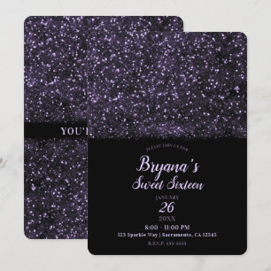Invitación Fiesta Dulces 16 Luces Brillantes Purpura Relucien